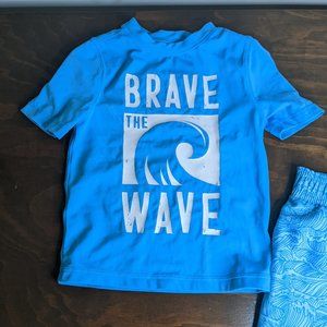 Old Navy  3T Brave the Wave Swim trunks + Rash guard